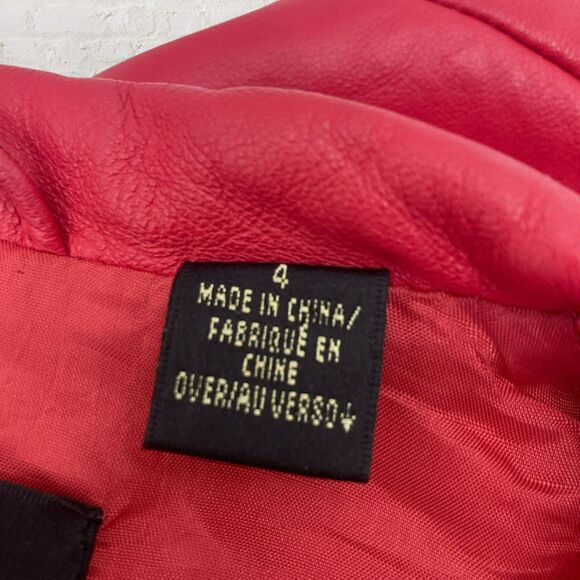 Dana Buchman Blazer Size 4 Genuine Lambskin Leather Red Button Front - Picture 15 of 15